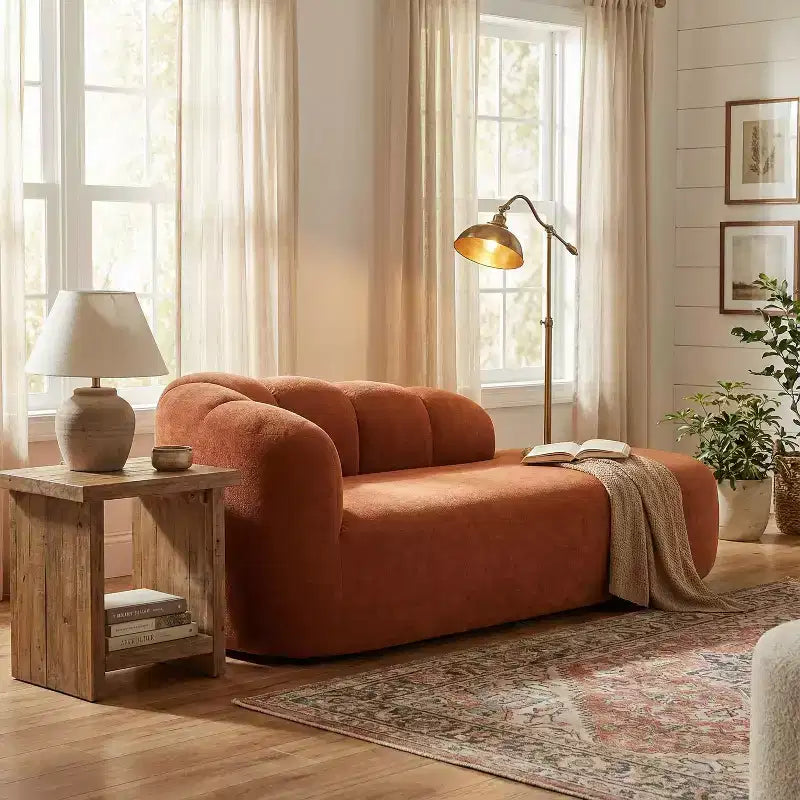 80 3-Seater Modern Curved Upholstered Sofa
