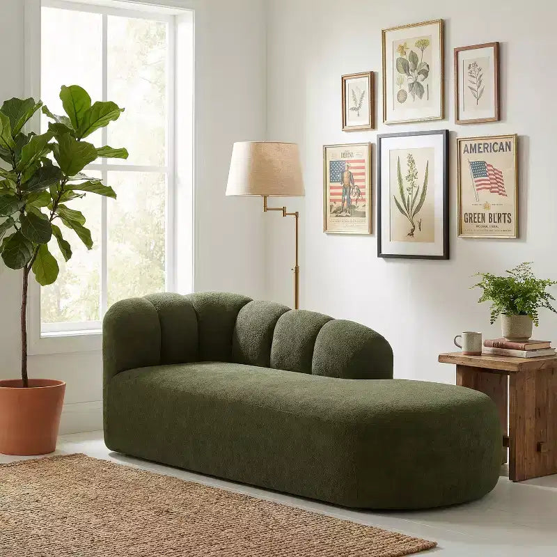 80 3-Seater Modern Curved Upholstered Sofa