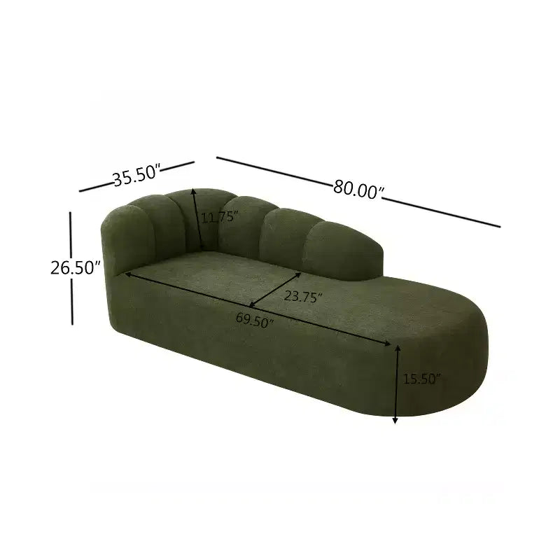 80 3-Seater Modern Curved Upholstered Sofa