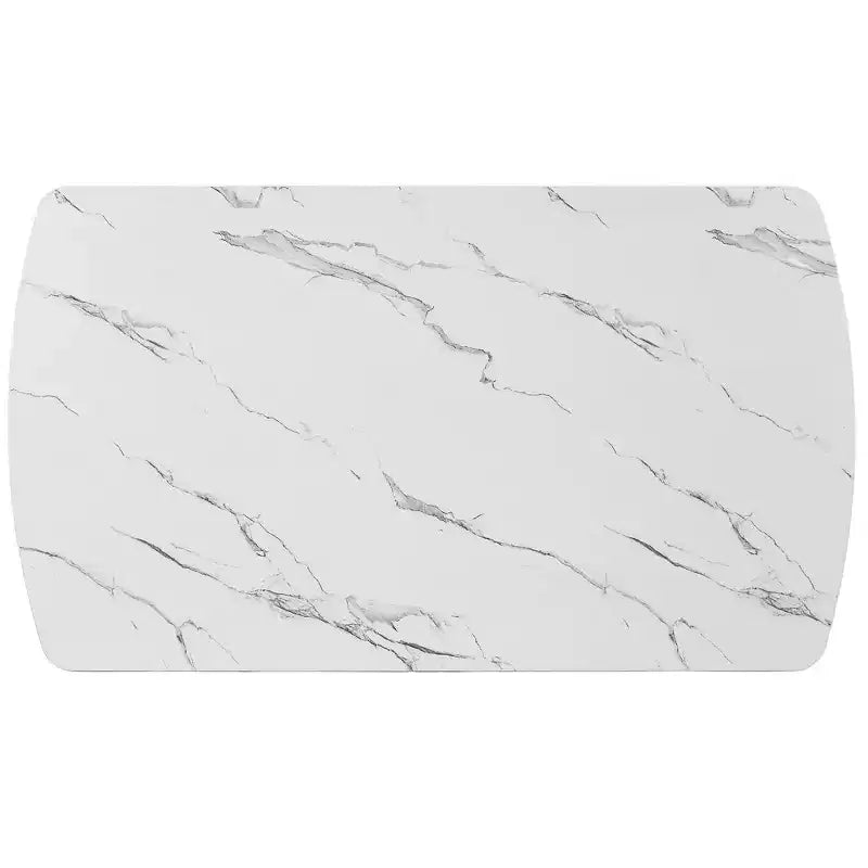 63 Modern Faux Marble Dining Table with Geometric Legs and Sturdy Construction