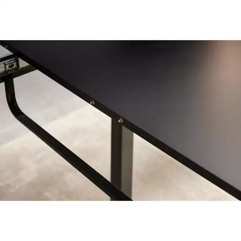 Square Extendable Dining Table with Metal Leg and MDF Top, Modern Space-Saving Design for Kitchen or Living Room
