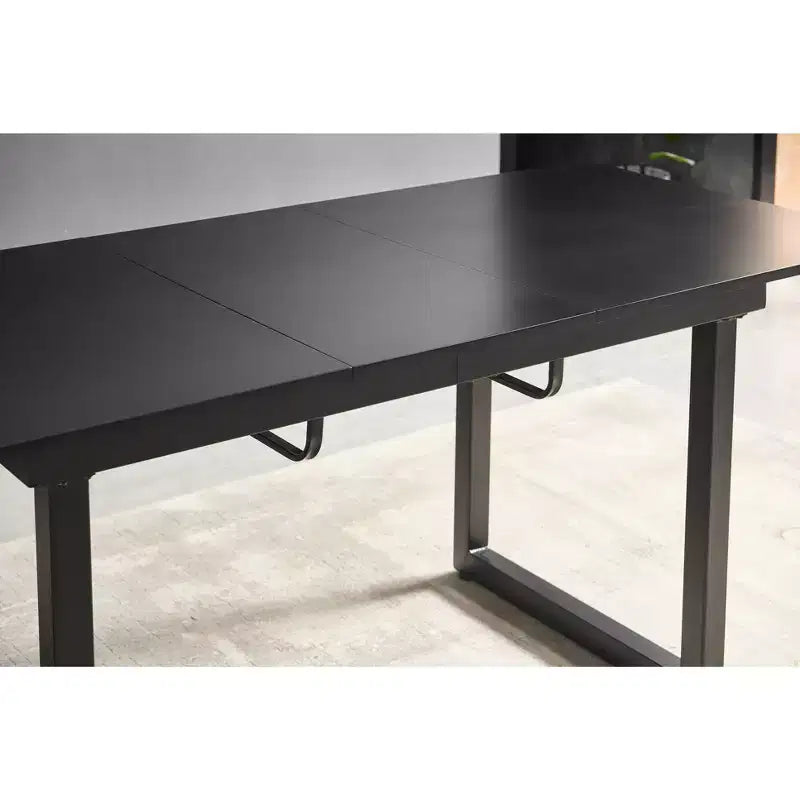 Square Extendable Dining Table with Metal Leg and MDF Top, Modern Space-Saving Design for Kitchen or Living Room