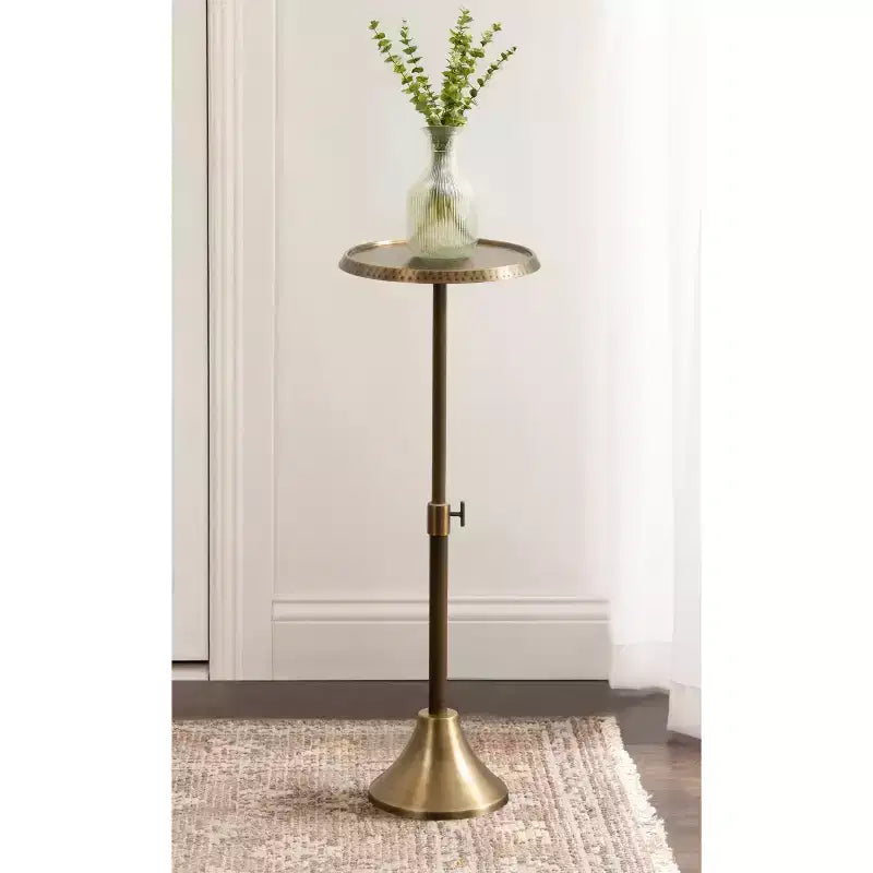 Adjustable Metal Drink Table, 11x11x30, Gold