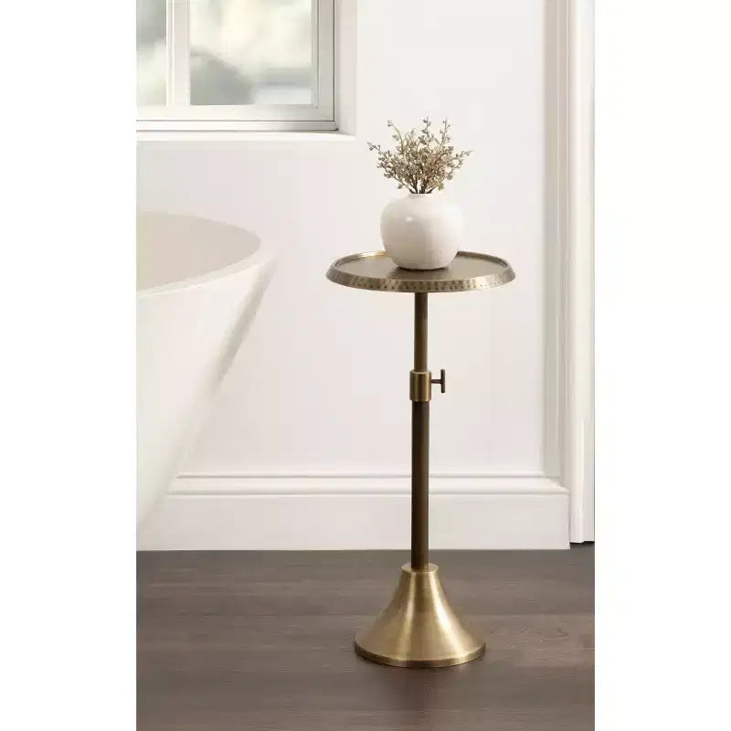 Adjustable Metal Drink Table, 11x11x30, Gold
