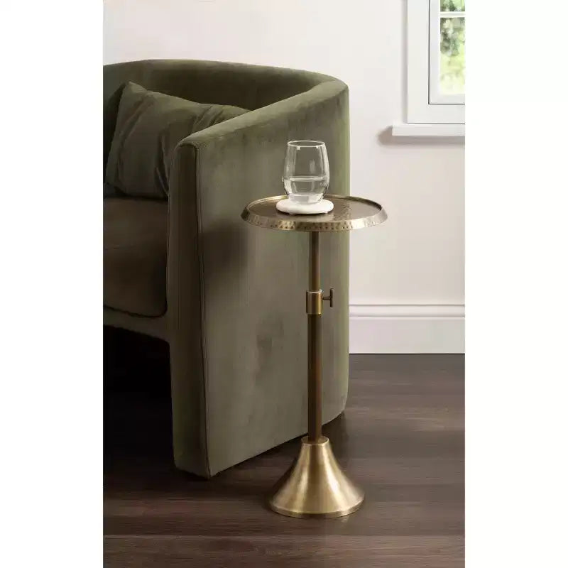 Adjustable Metal Drink Table, 11x11x30, Gold