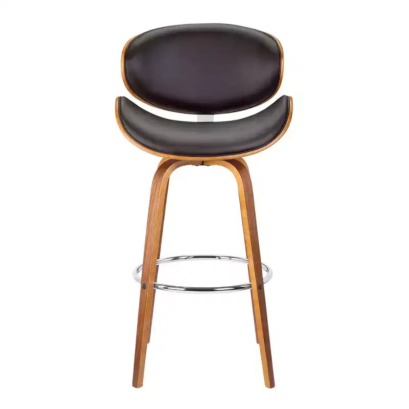 HomeRoots 26 Brown Faux Leather And Iron Swivel Low Back Counter Height Bar Chair